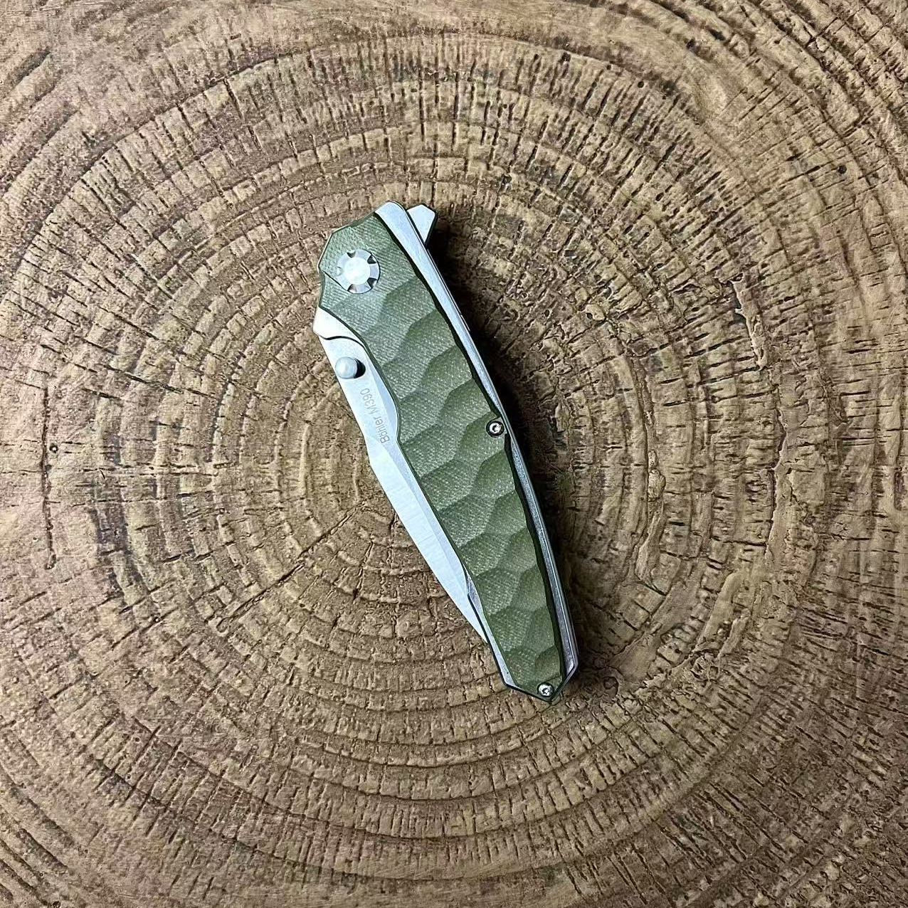 【重装款】军工绿碳纤维手柄超级粉末M390拉丝手工刀