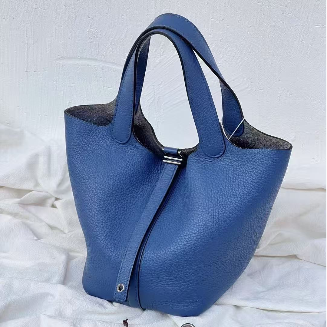 99新 Hermes/爱马仕 阿古叔叔菜篮子18蓝银扣X刻99新