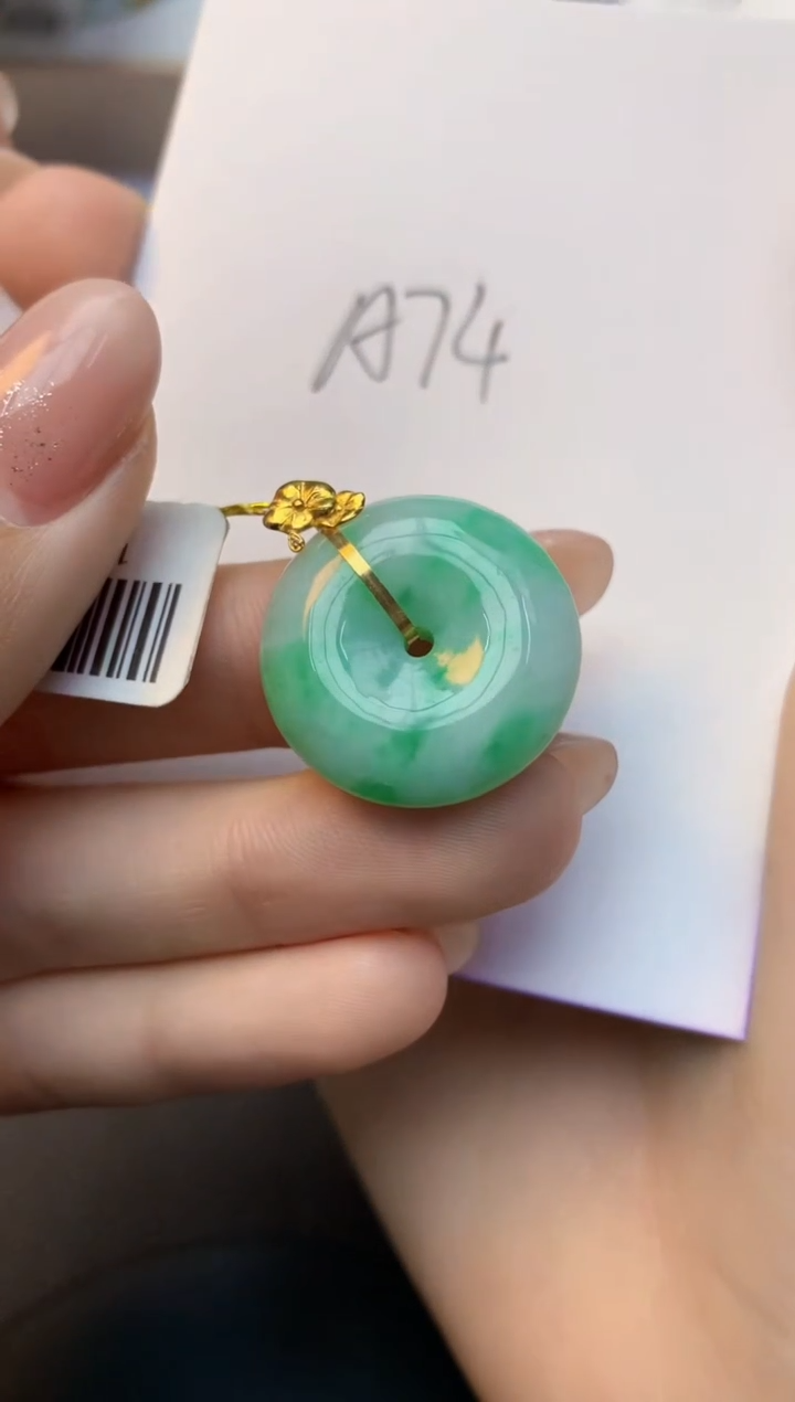 颈饰18K金镶嵌翡翠天然A货缅甸翡翠百元以上9元证书费自理