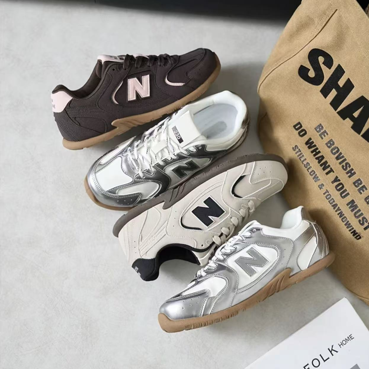 NEW BOLUNE/新百伦情侣时尚潮流赛车鞋透气舒适德训鞋【琥珀流光】