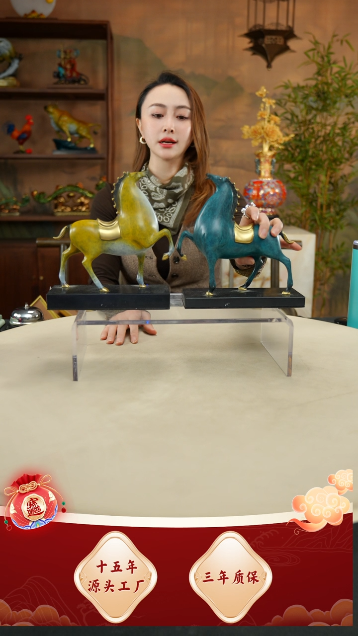 铜小号将军马一对