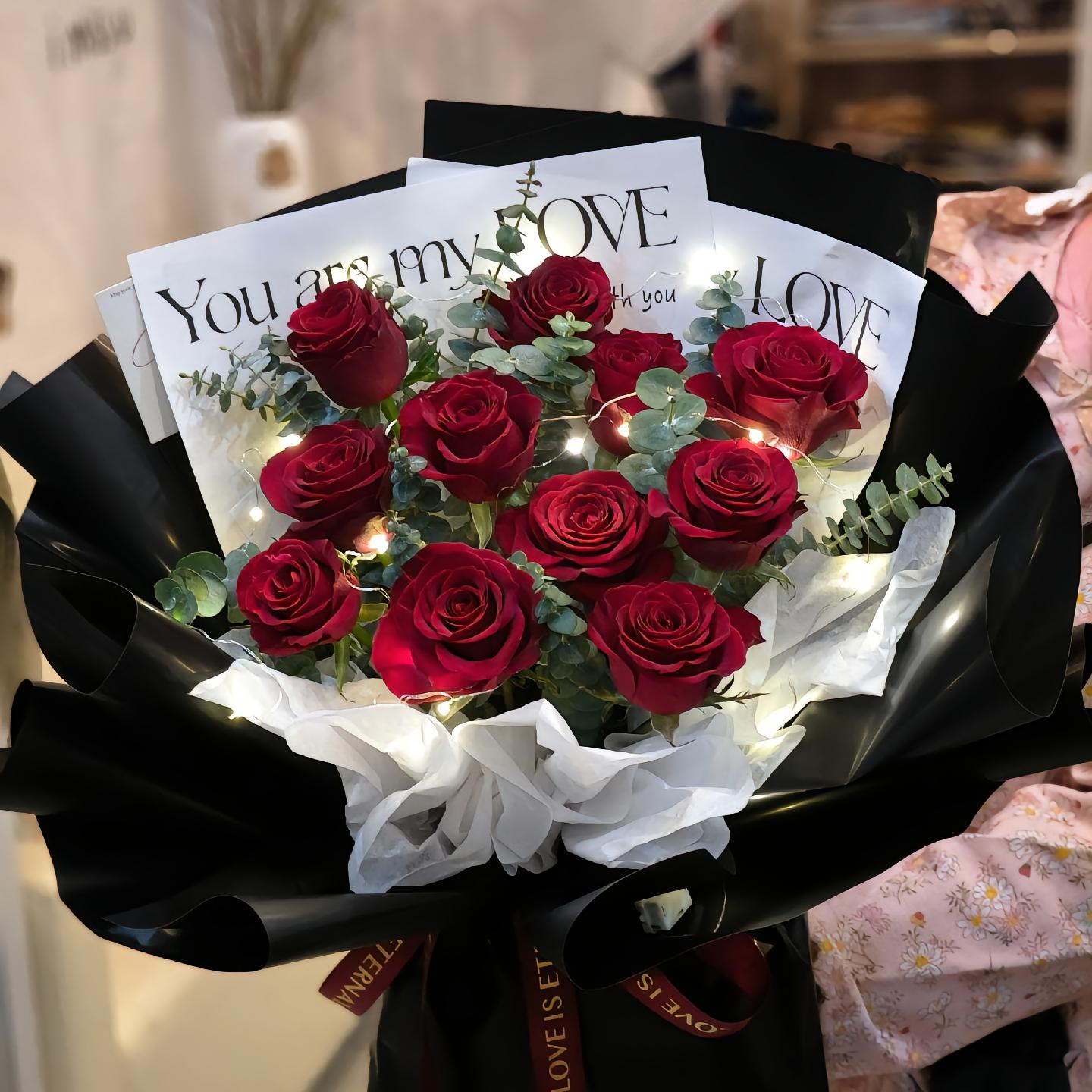 【爱的纪念】11朵红玫瑰鲜花花束送女友送老婆送闺蜜情人节礼物生日鲜花新年花束送花上门