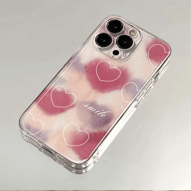 晕染爱心适用iPhone苹果手机壳15promax/8/xs简约全包网红