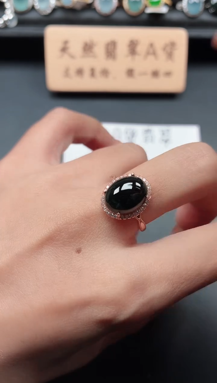 银S925镶嵌戒指翡翠11