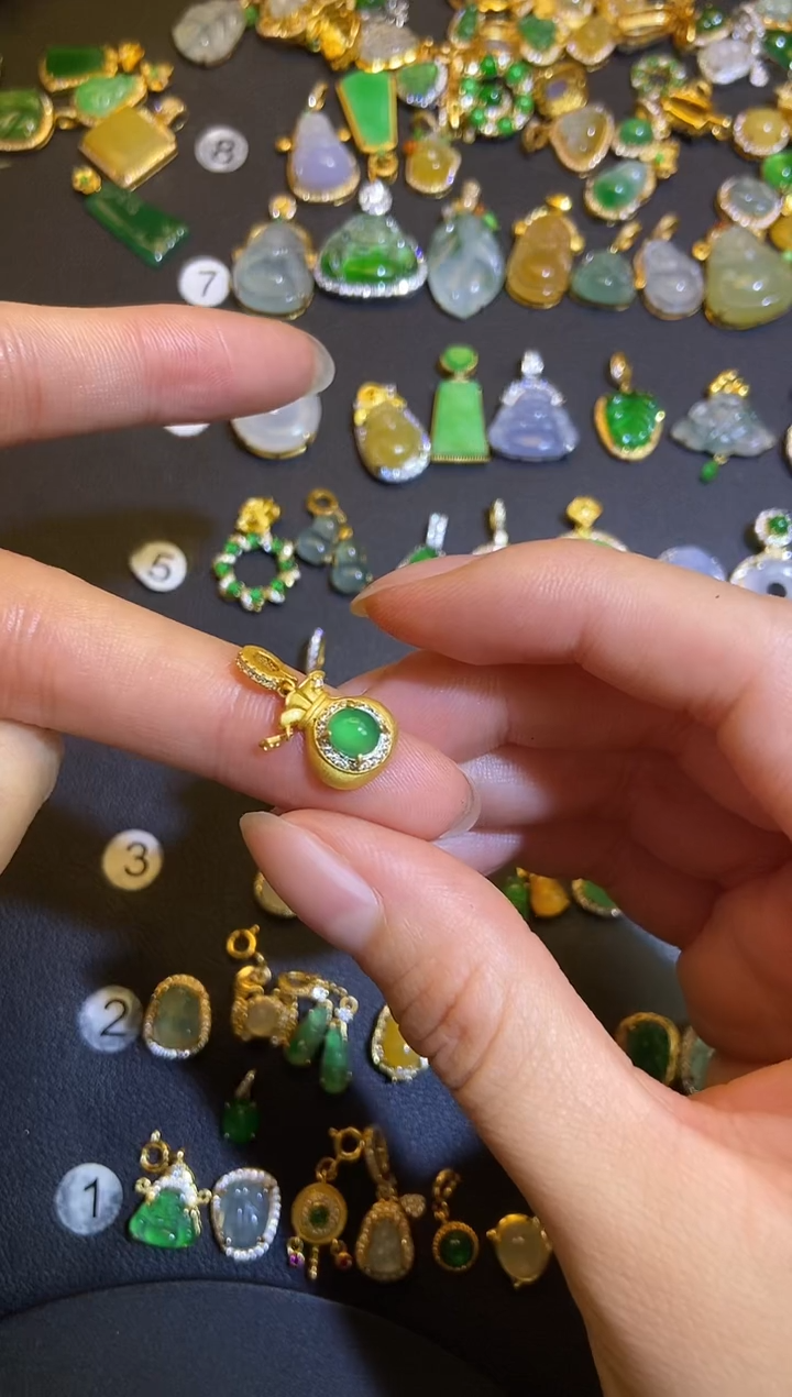 吊坠(不含链)银S925镶嵌翡翠1