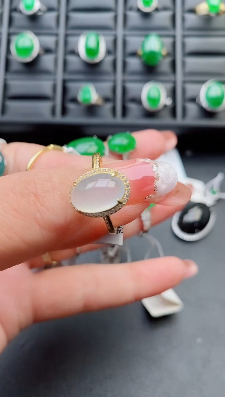 【闪购商品】翡翠戒指银S925镶嵌5080