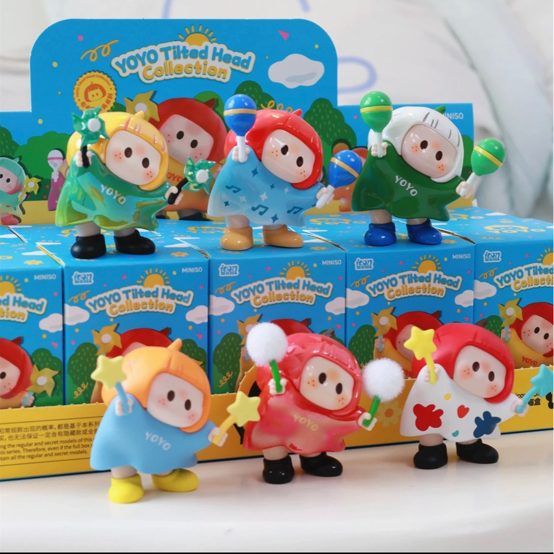 可爱国版YOYO右右酱萌趣歪头系列box盲盒手办公仔办公室搭子摆件