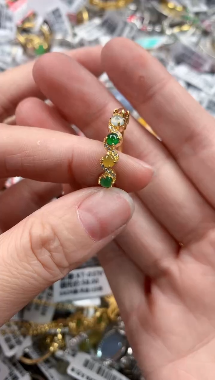 银S925镶嵌戒指翡翠1010--2