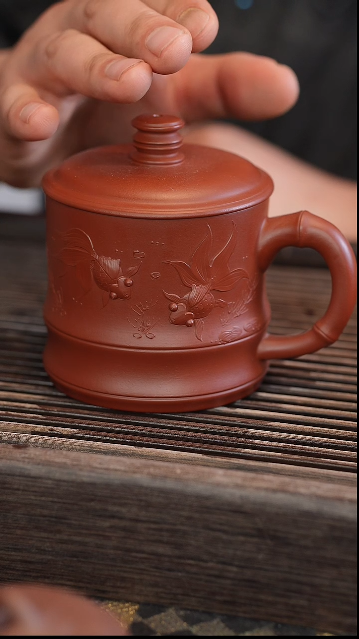 茶壶紫砂大红袍竹节金玉满堂盖杯