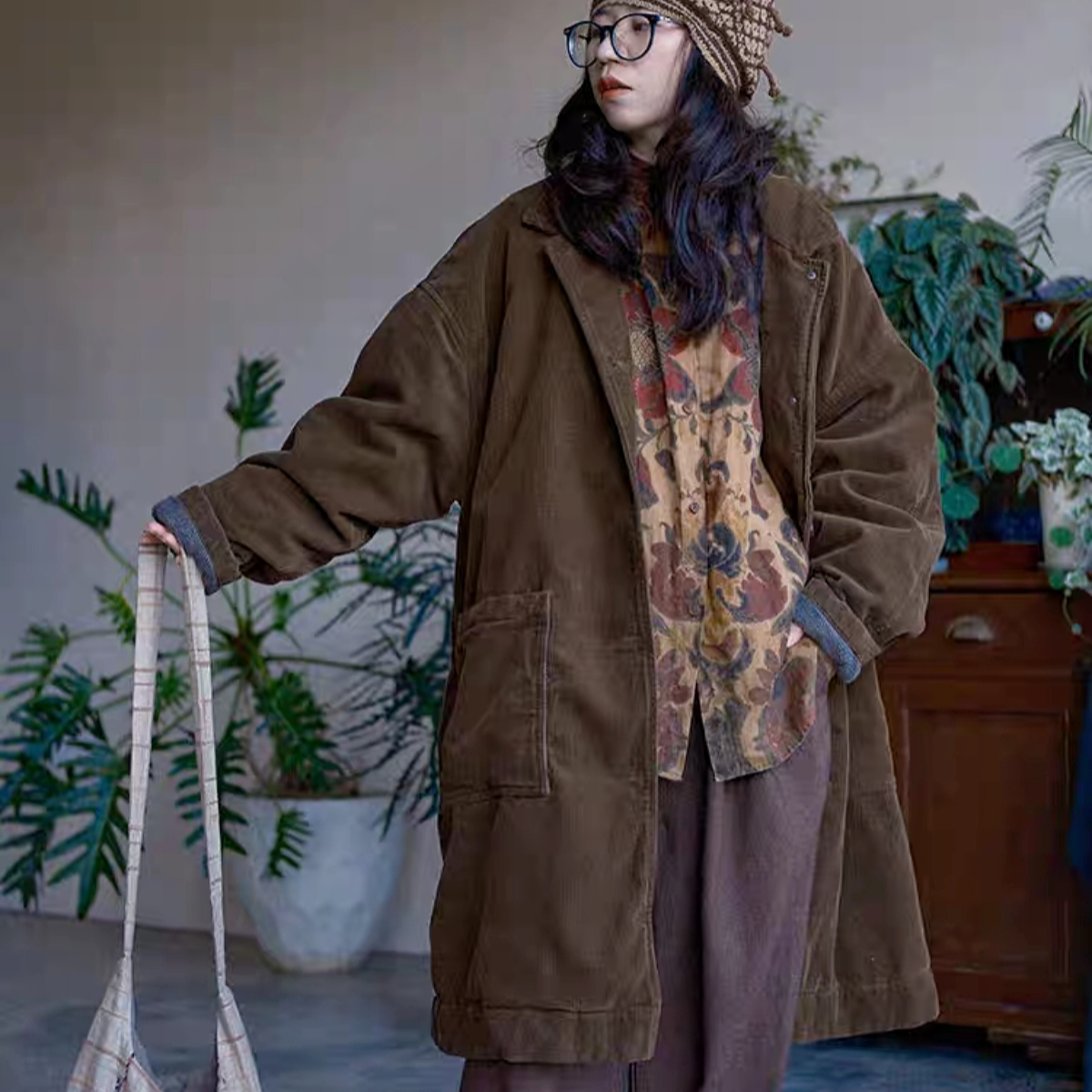 【云雾里】3056棉亚麻混纺长棉衣