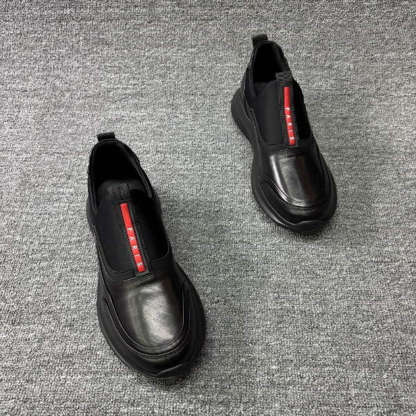 春季新款男鞋皮面高品质轻奢时尚厚底百搭柔软男士黑色舒适男款