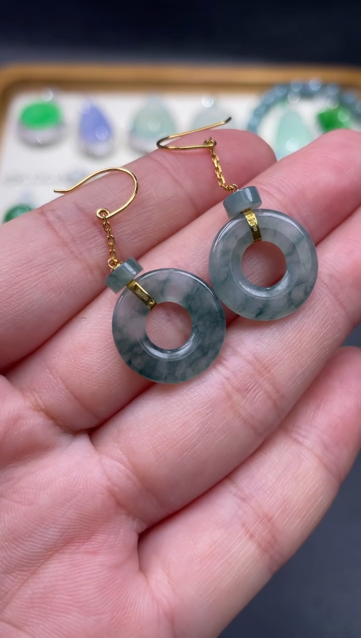 【闪购商品】翡翠耳饰18K金镶嵌65.........