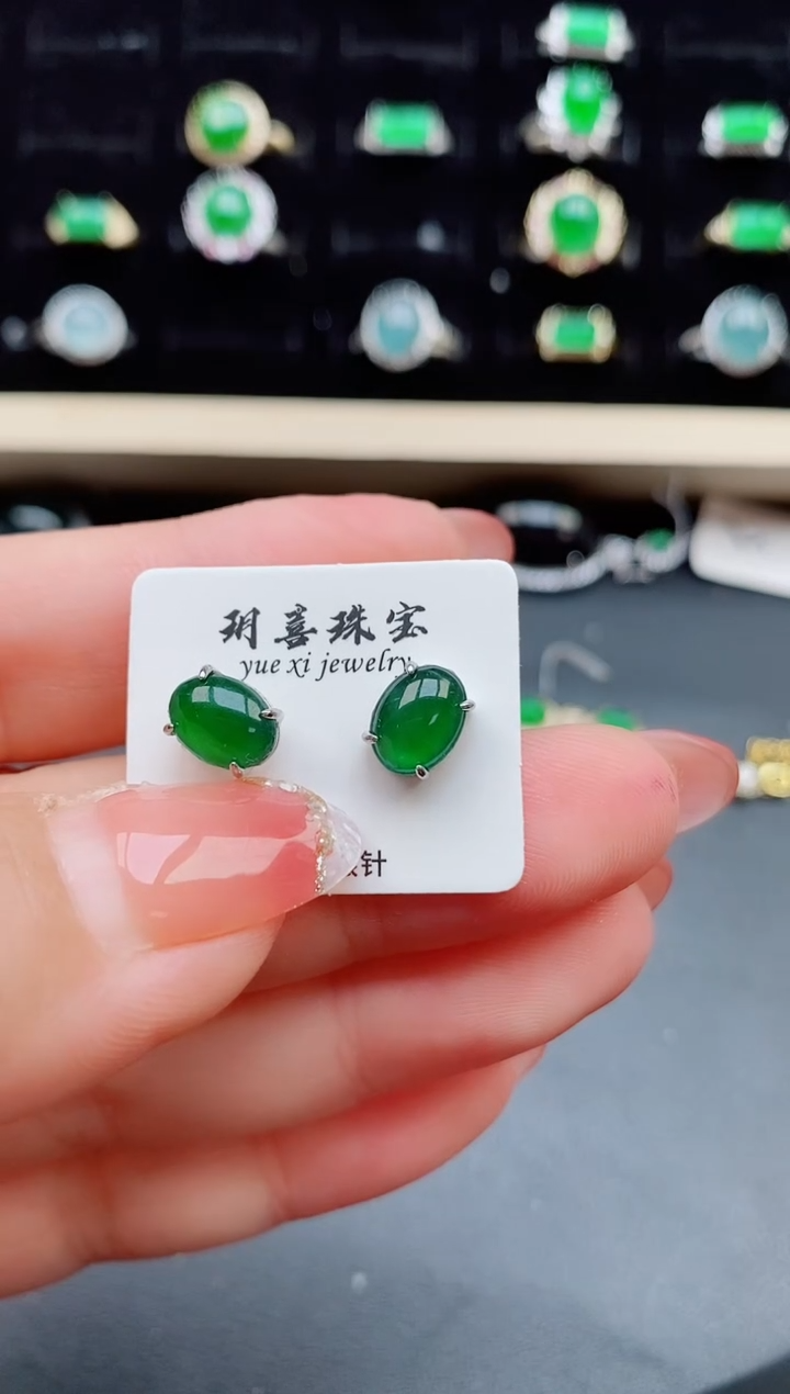 【闪购商品】翡翠耳饰银S925镶嵌508505