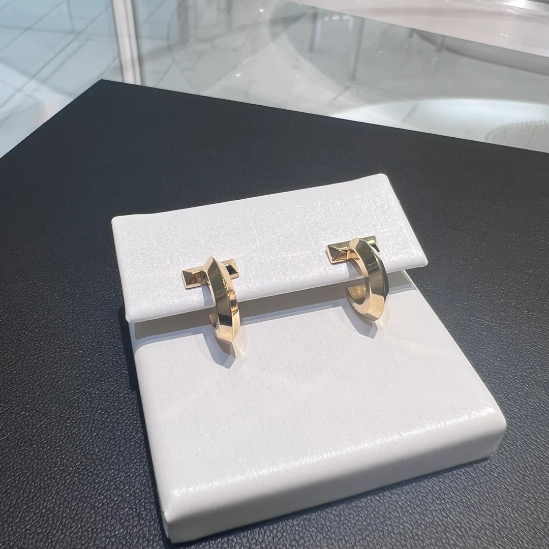 99新 Tiffany & Co./蒂芙尼 小花6珊 T1 圆形耳环 18K玫瑰金