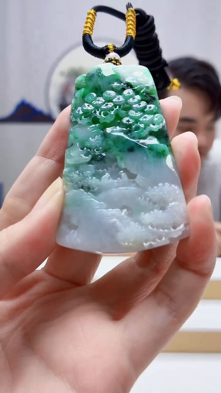 未镶嵌定制翡翠5060zm-毛货挂件99山水