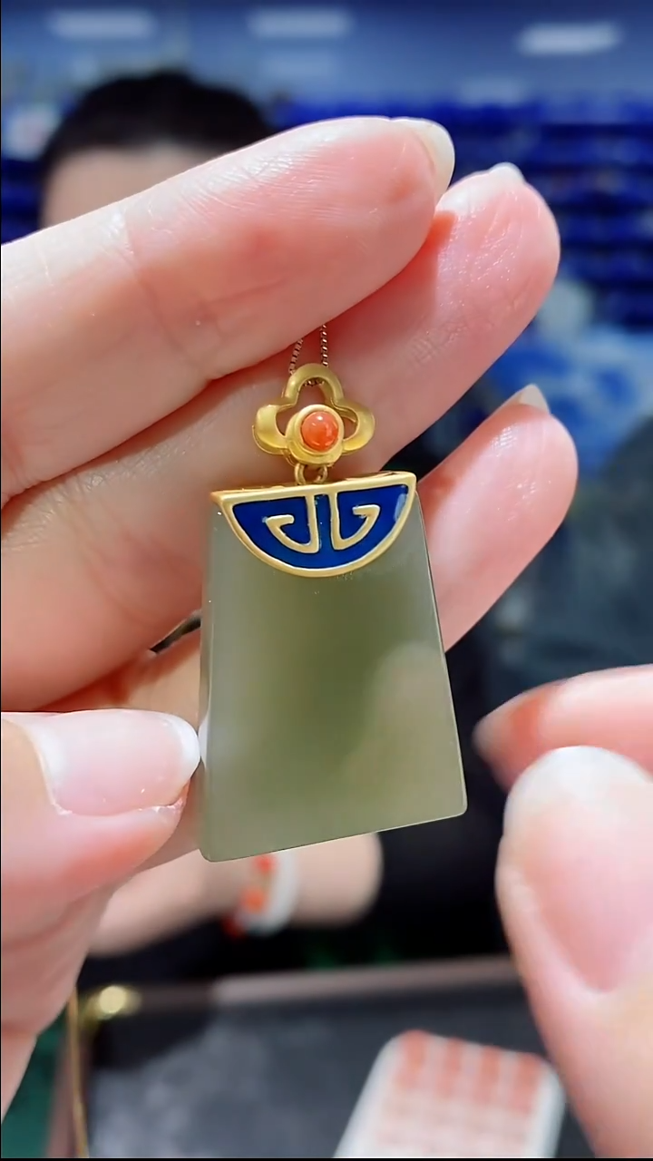 吊坠(不含链)银S925镶嵌和田玉DZ2157