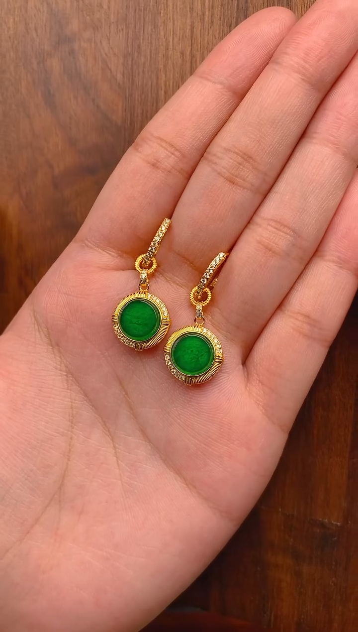 【闪购商品】翡翠耳饰银S925镶嵌无事牌耳饰