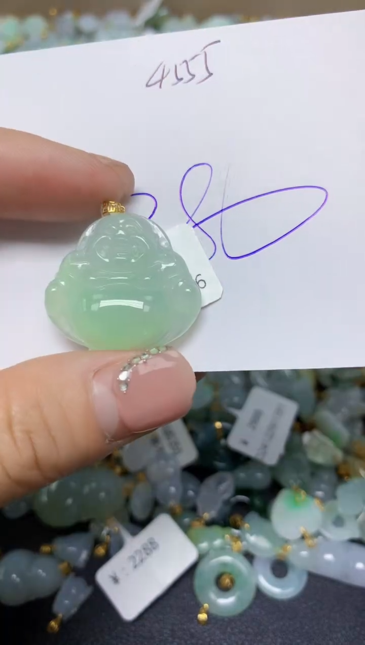 【闪购商品】翡翠挂件18K金镶嵌 天然翡翠A货