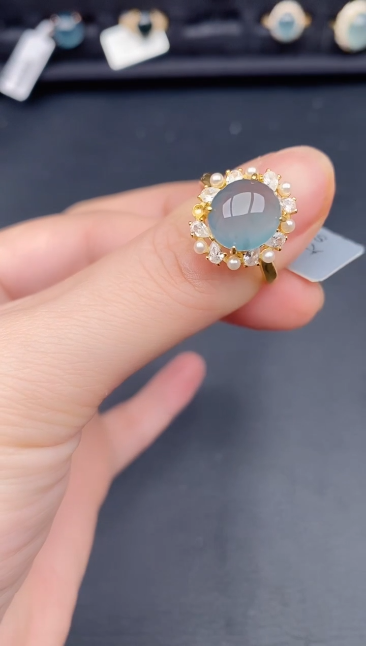 银S925镶嵌戒指翡翠天然a货翡翠319