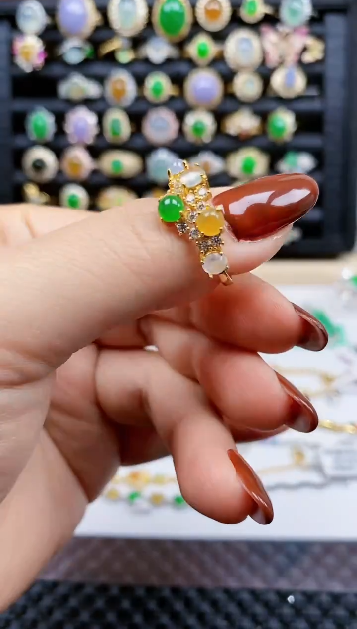 银S925镶嵌戒指翡翠340