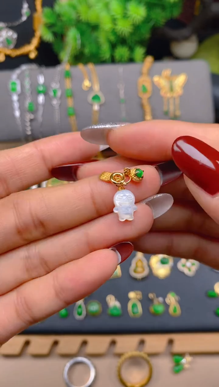 吊坠(不含链)银S925镶嵌翡翠配饰