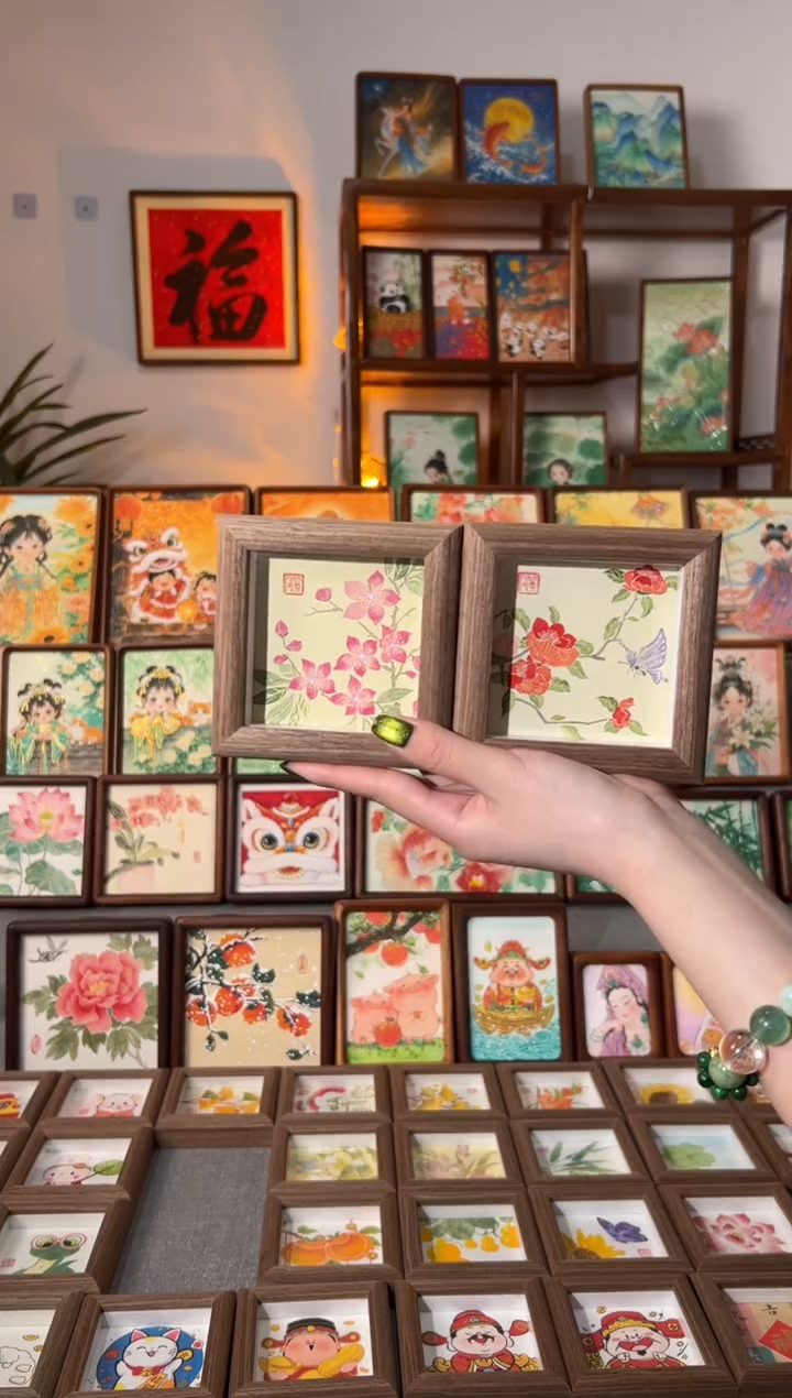 【闪购商品】国画山茶蝴蝶 小桃花 一组11