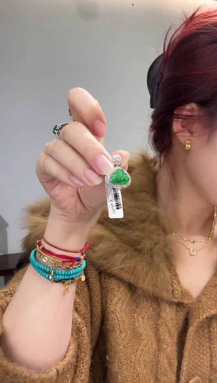 颈饰银S925镶嵌翡翠 X0103-1822-165