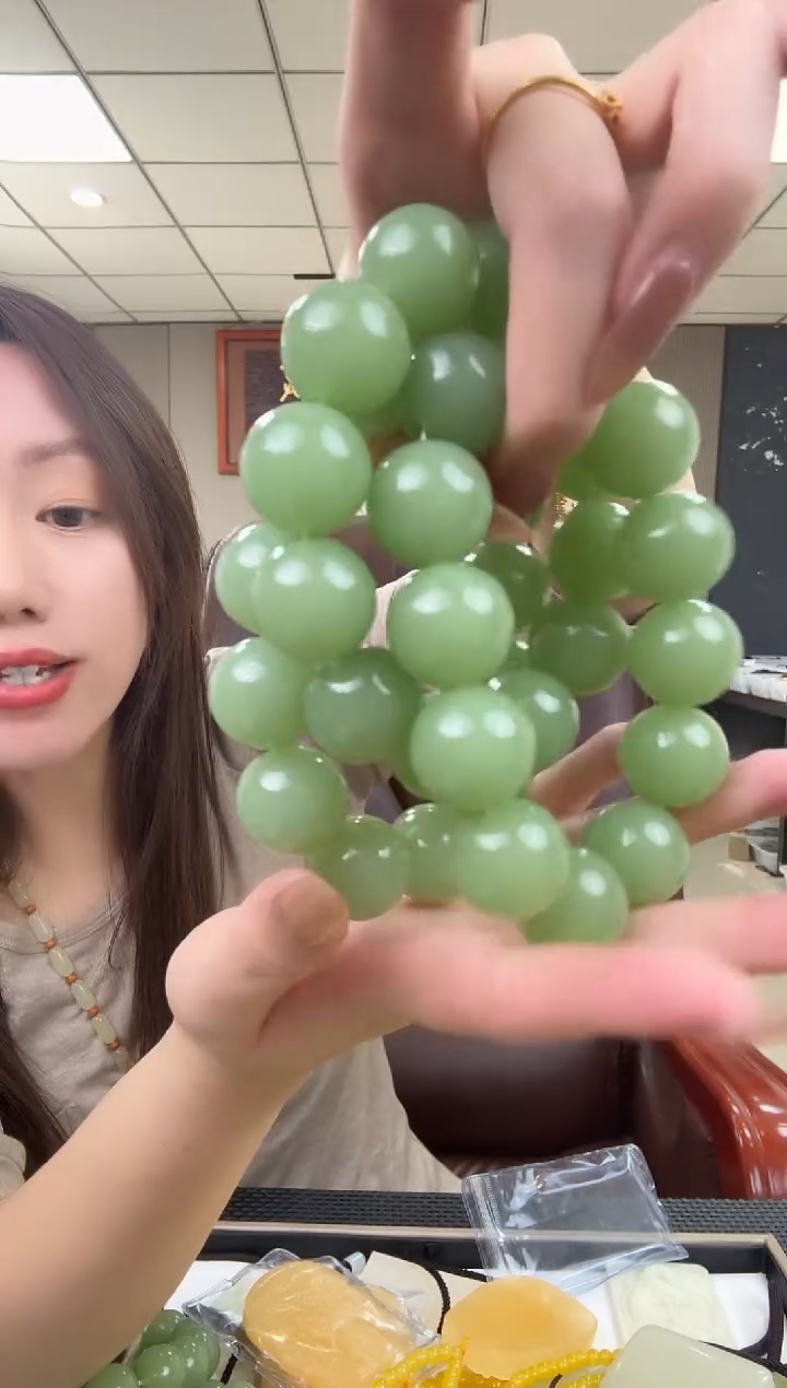 未镶嵌手串和田玉青海湖水绿 圆形珠20