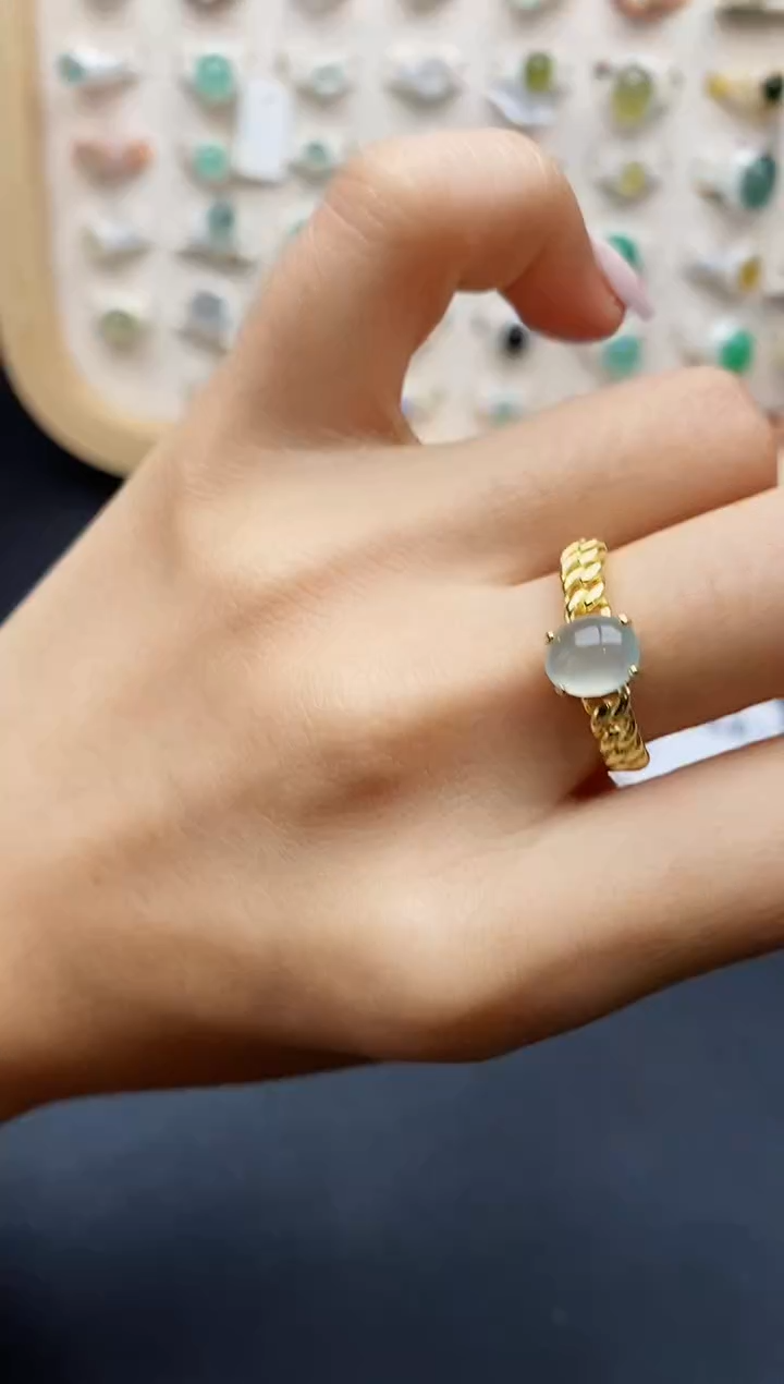 【闪购商品】翡翠戒指银S925镶嵌缅甸翡翠