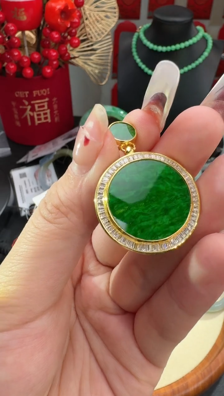 【闪购商品】翡翠颈饰银S925镶嵌挂件