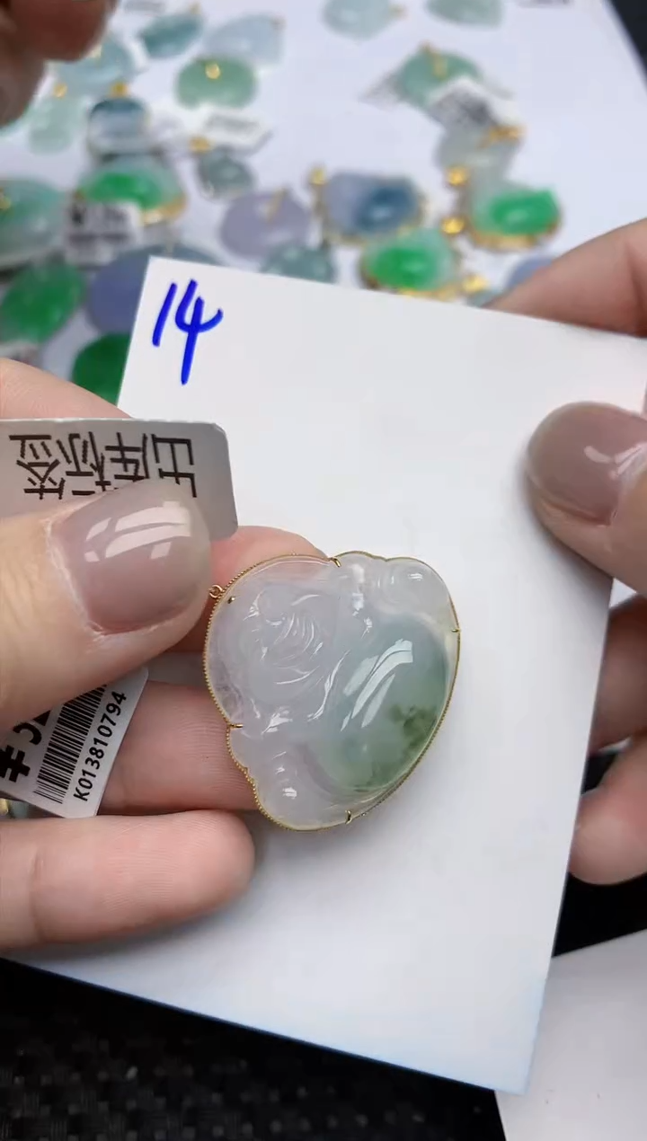 【闪购商品】翡翠颈饰18K金镶嵌天然翡翠A货