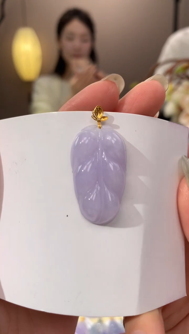 【闪购商品】翡翠颈饰18K金镶嵌天然缅甸a货翡翠