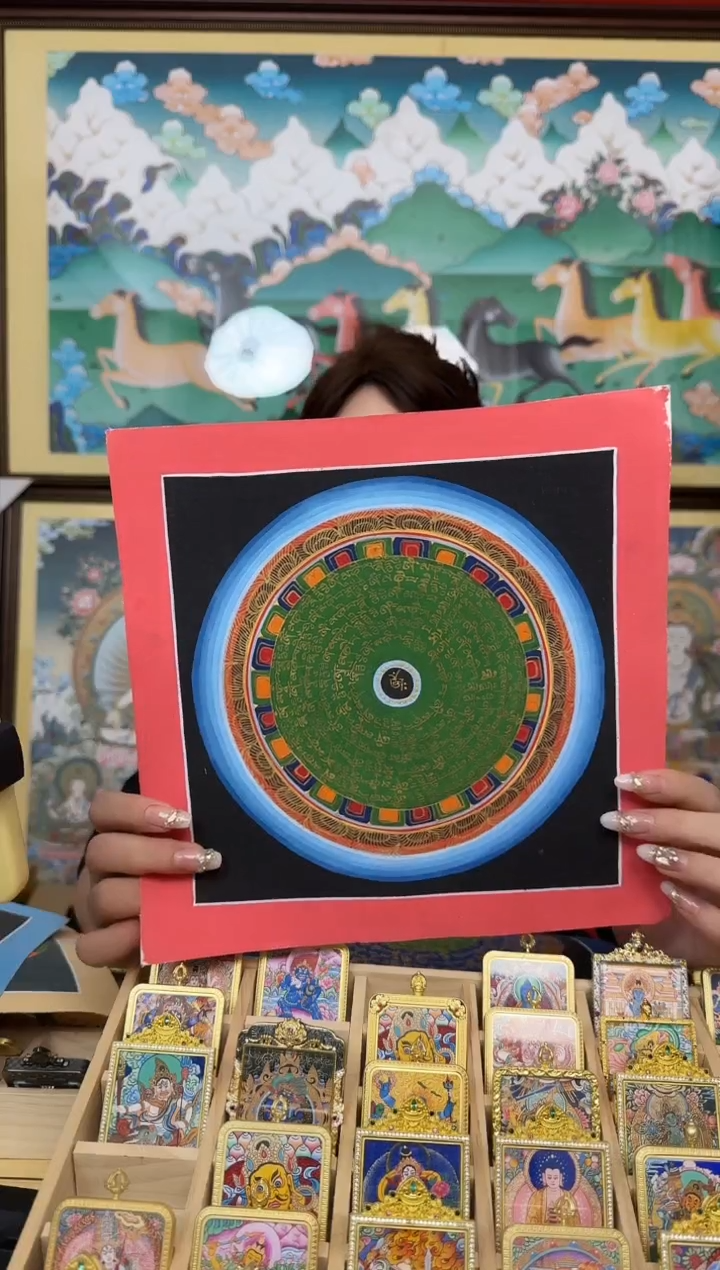 吊坠坛城-热贡纯手绘唐卡吊坠