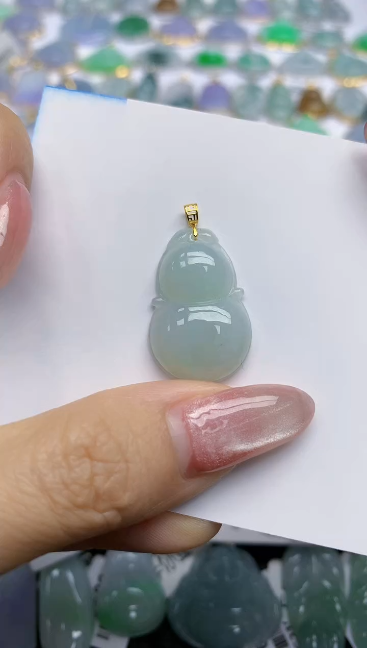 【闪购商品】翡翠挂件18K金镶嵌天然翡翠A货10