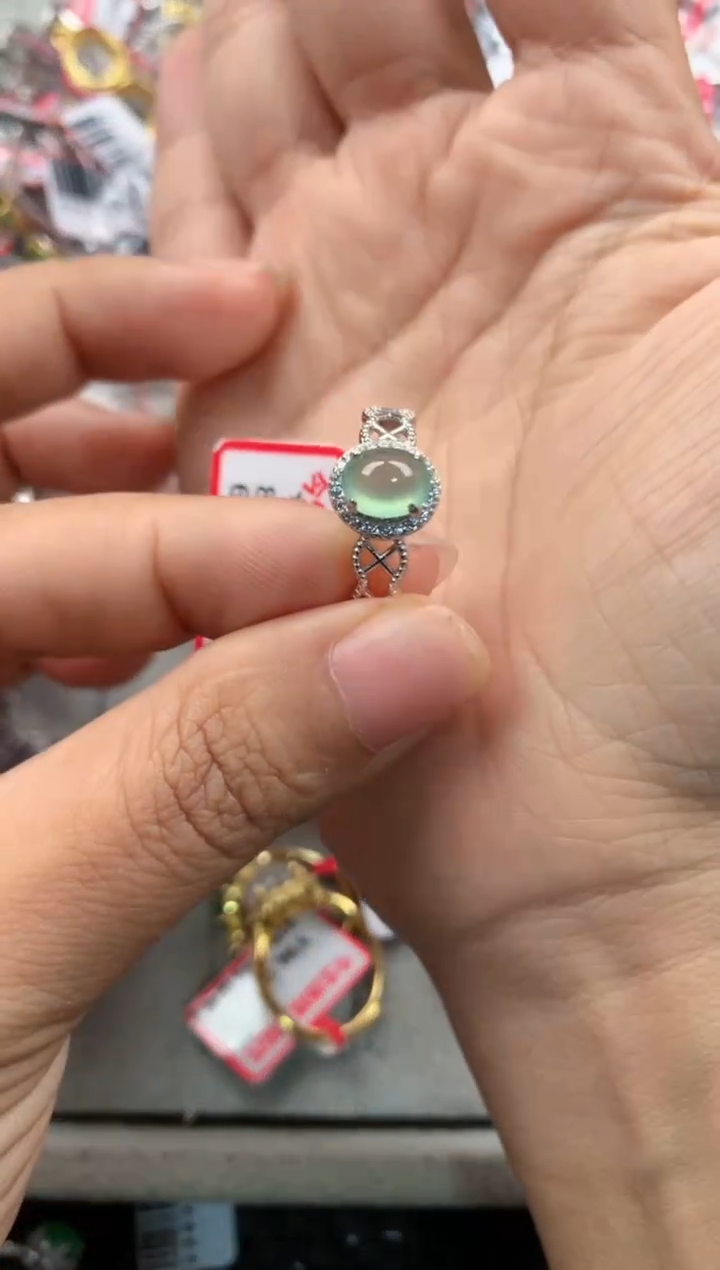 银S925镶嵌戒指翡翠111              2