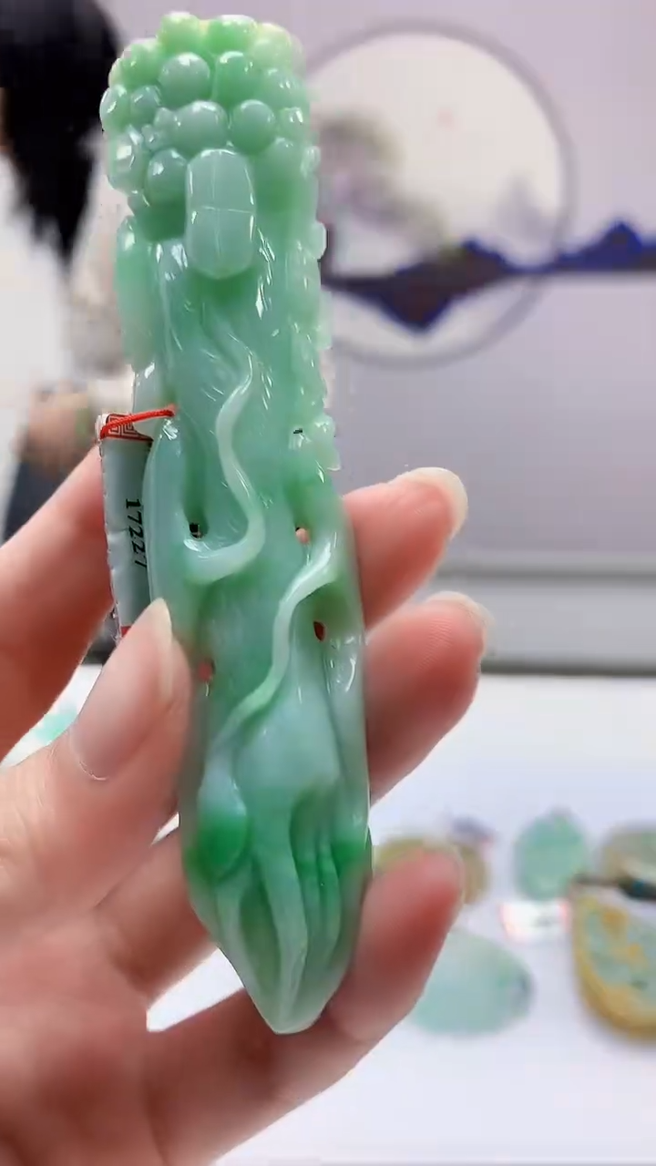 【闪购商品】定制翡翠未镶嵌4852zm-毛货挂件150人参