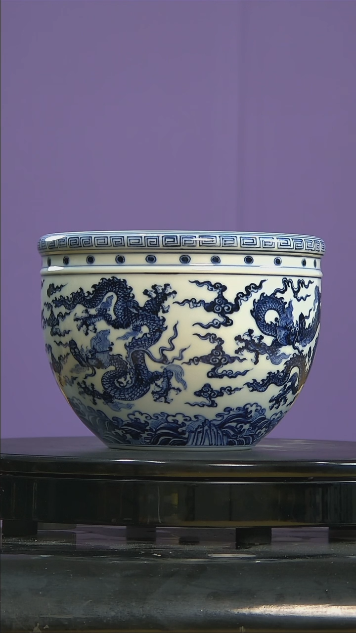 【闪购商品】摆件C164/   青花龙纹小缸 /1件