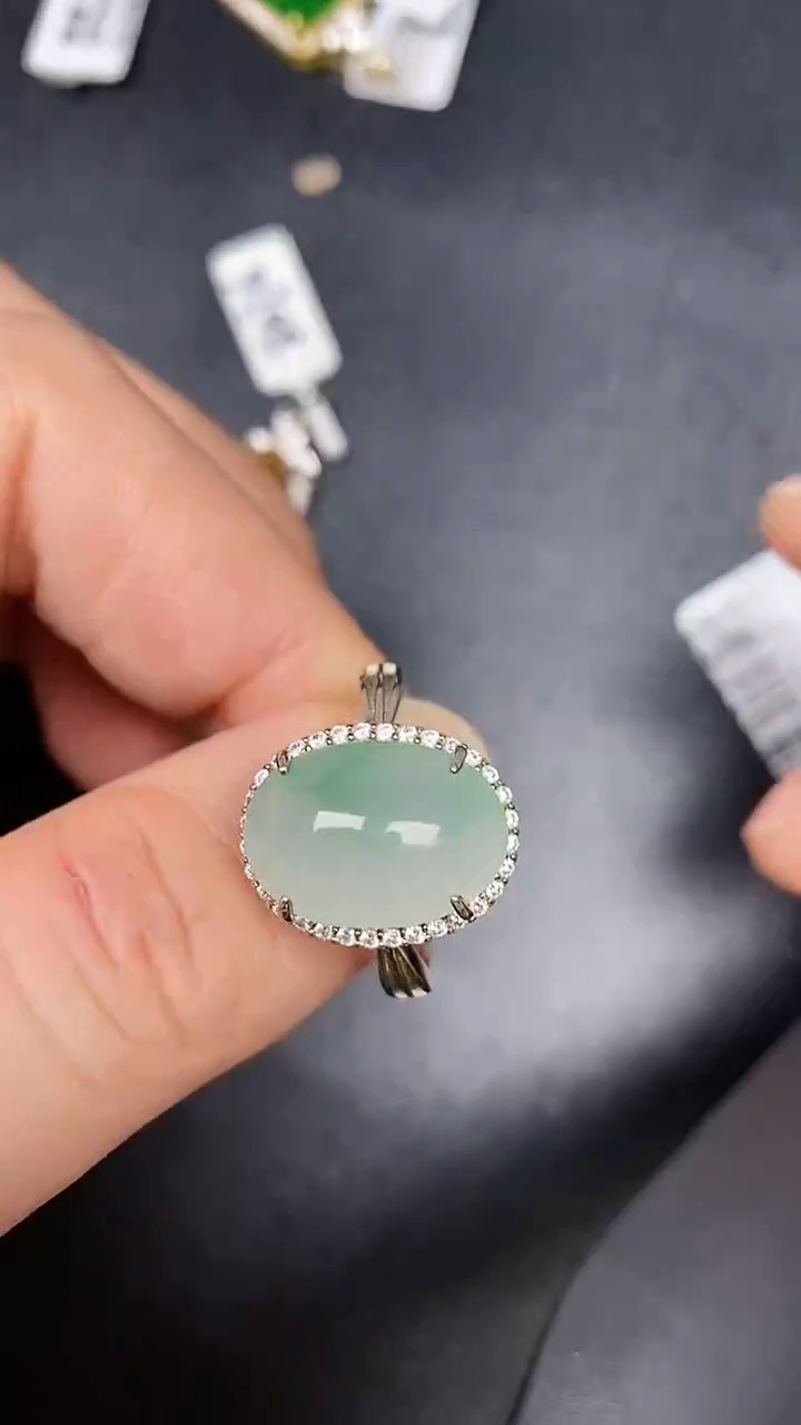 银S925镶嵌戒指翡翠3920