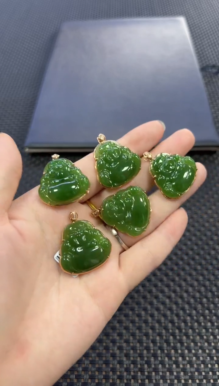 和田玉18K金镶嵌颈饰（多样性发一件）0574