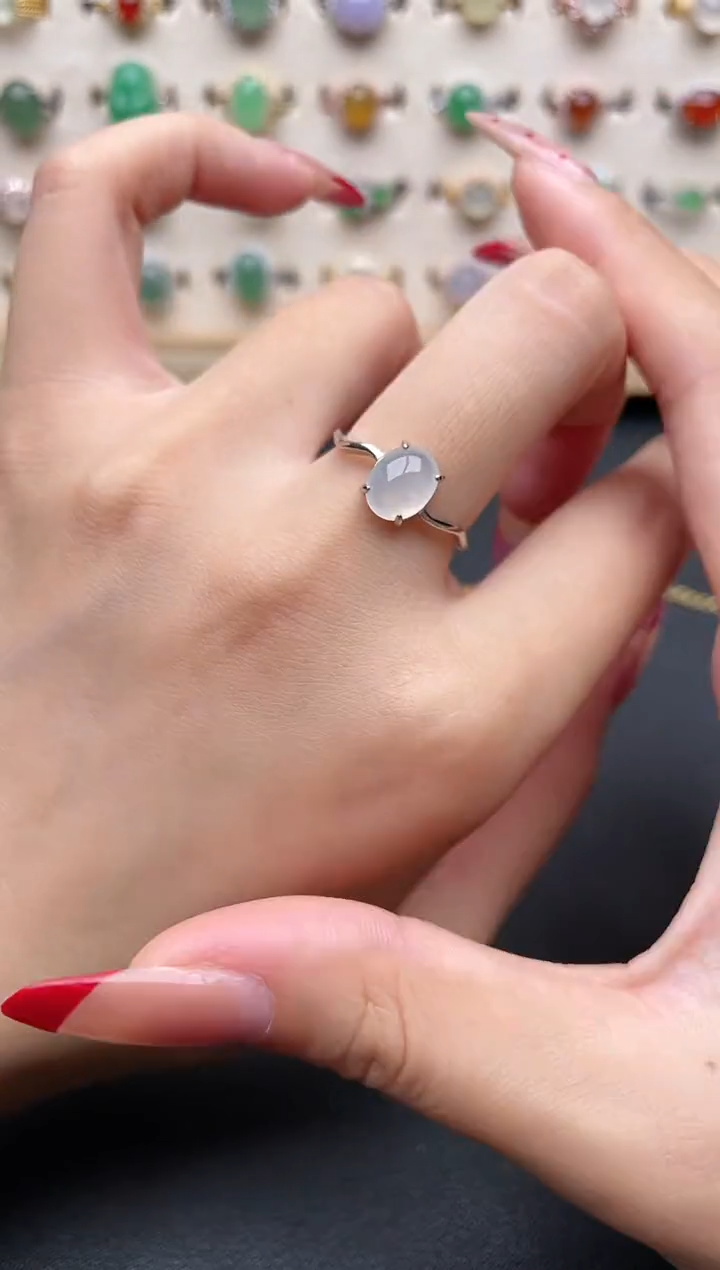 【闪购商品】翡翠戒指银S925镶嵌一物一证一礼盒