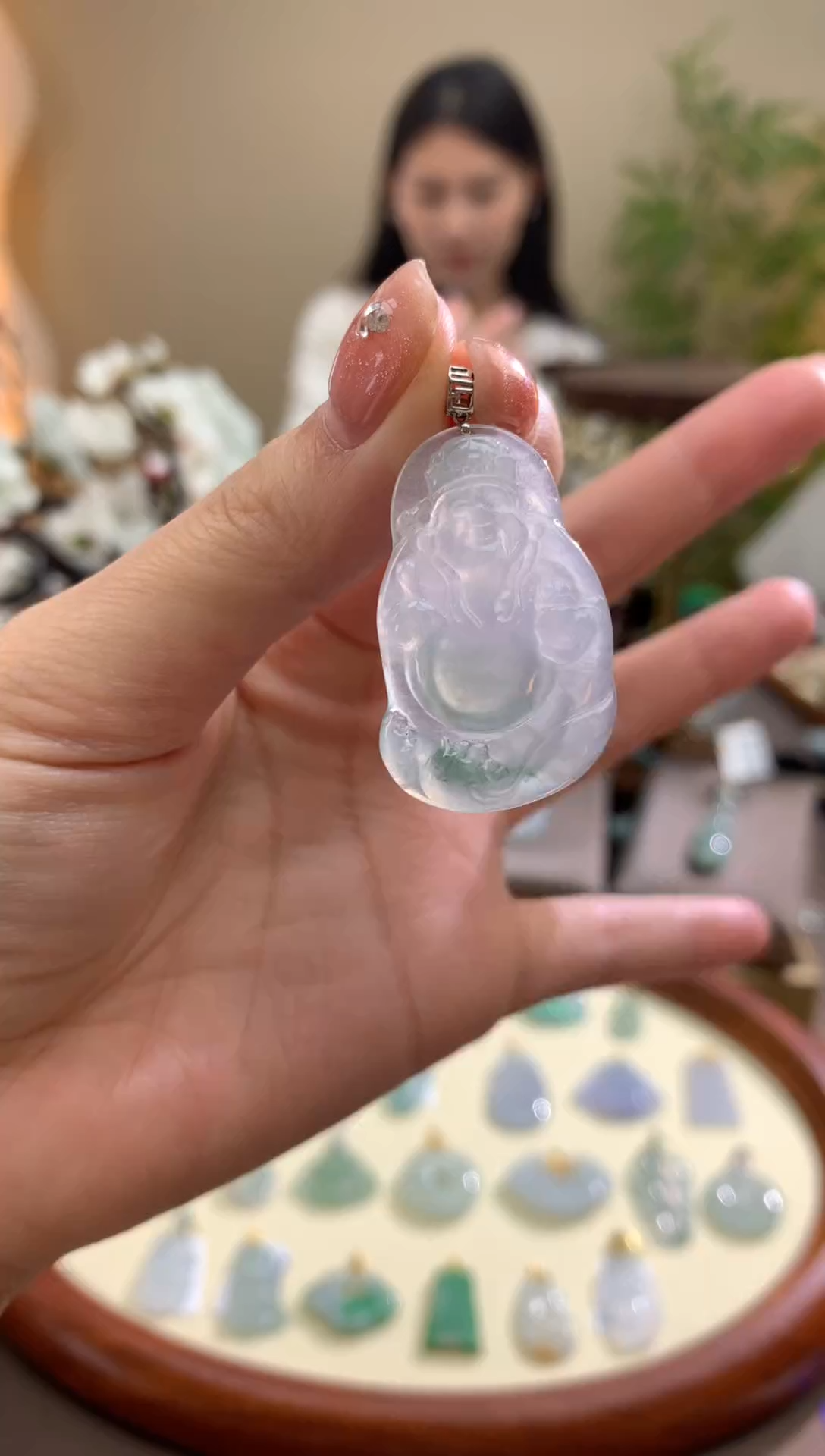 【闪购商品】翡翠颈饰18K金镶嵌财神