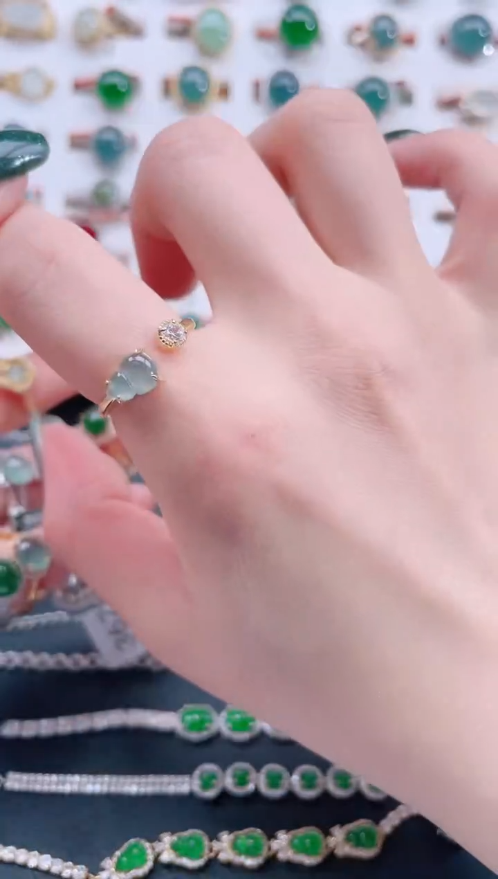 银S925镶嵌戒指翡翠天然翡翠