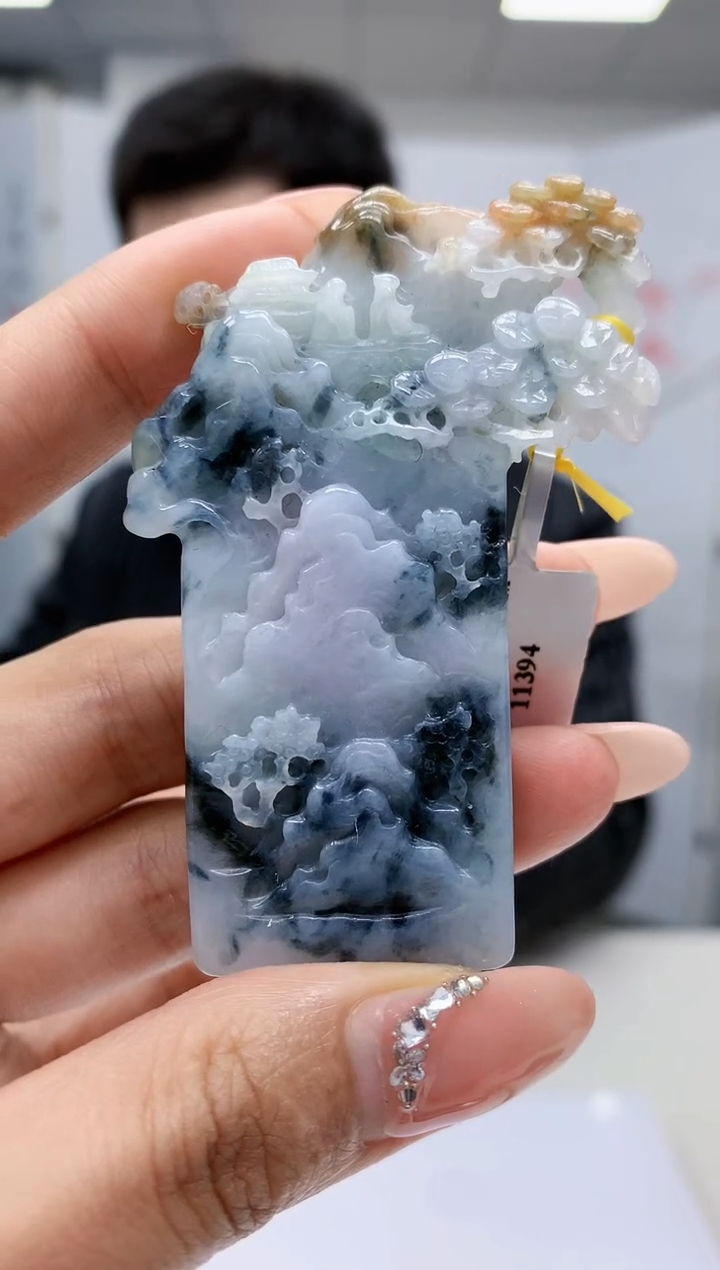 【闪购商品】定制翡翠未镶嵌5153MM-毛货山水66