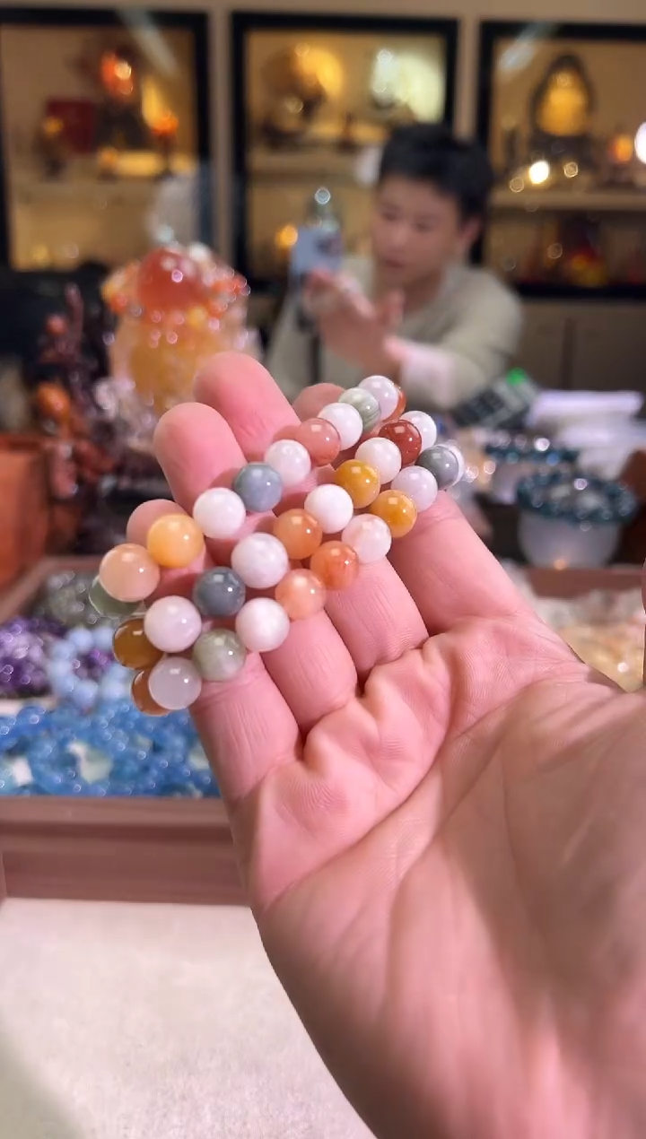 未镶嵌手链水晶10mm+猫眼·糖果彩兔毛（多样性发一）