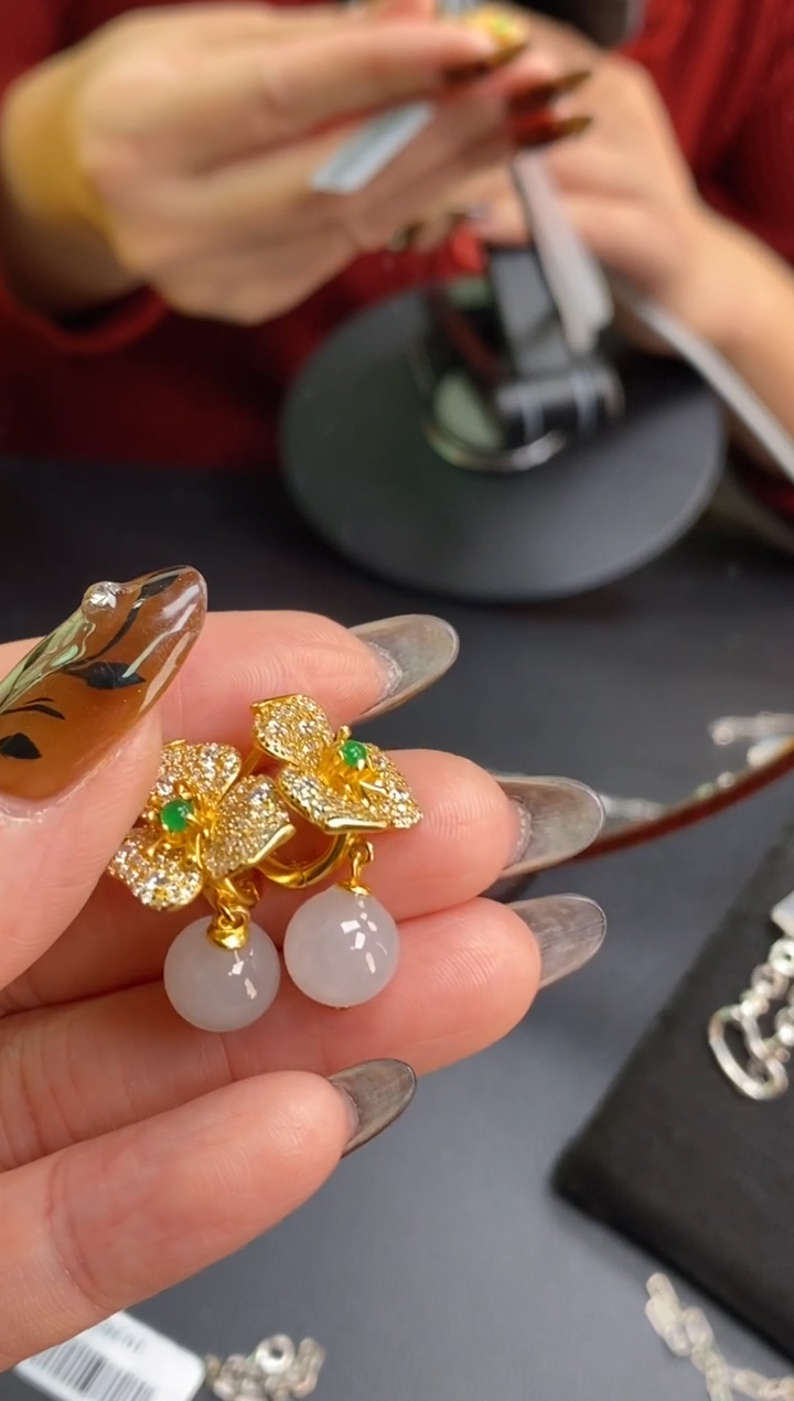 颈饰银S925镶嵌翡翠净货7760