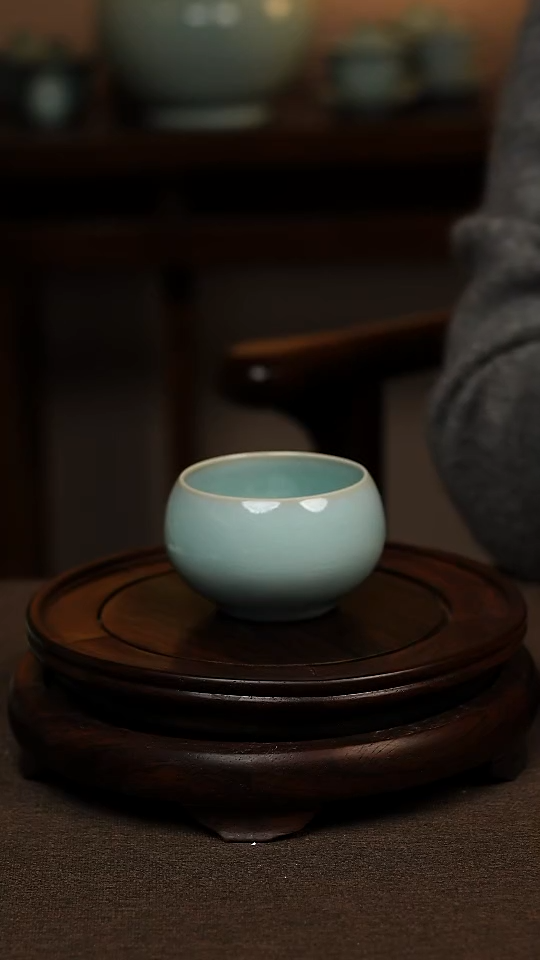 瓷片天青色禅定杯100ml微瑕不带礼盒