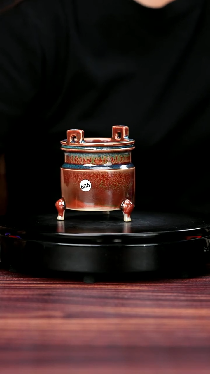 壶606#盼龙窑一级品原矿钧瓷马蹄圆炉