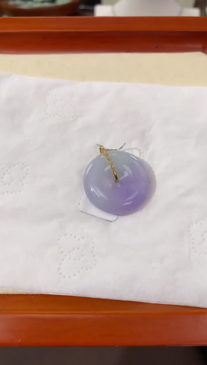 【闪购商品】翡翠颈饰18K金镶嵌天然缅甸a货翡翠