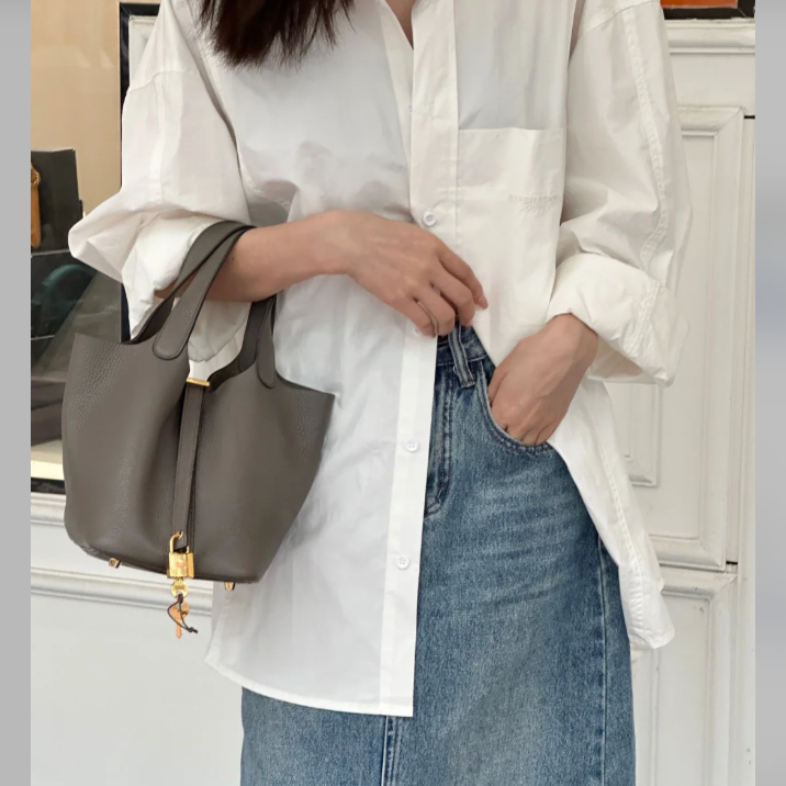 95新 Hermes/爱马仕 小花Jerry P205336946 18 菜篮子 锡器灰 Y刻