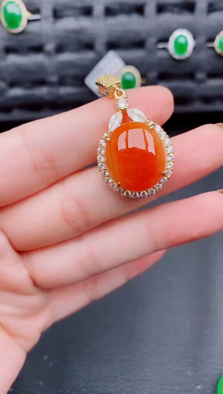 【闪购商品】翡翠颈饰银S925镶嵌天然a货翡翠493